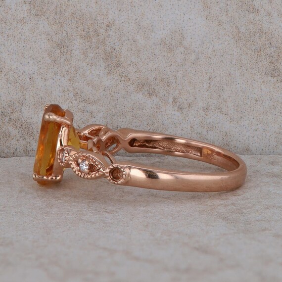 14k Rose Gold Citrine and Diamond Ring - image 4