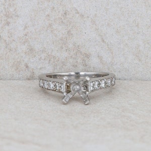 Platinum Diamond Four Prong Semi Mount Ring