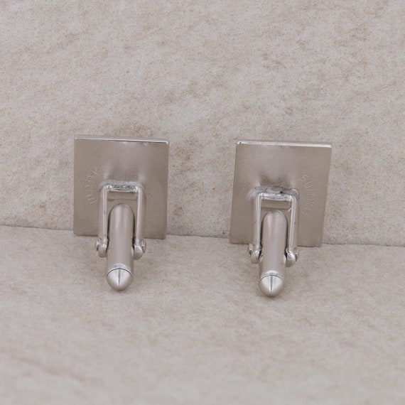 Silver Tone Swank Men's Rectangular Cufflinks Wit… - image 3
