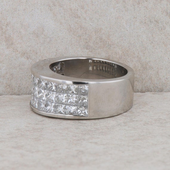 Platinum Three Row Invisible Set Diamond Band - image 2