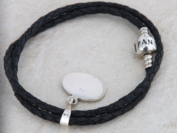 Pandora Leather Corded Double Wrap Bracelet With … - image 1