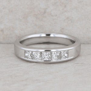 14k White Gold Five Princess Cut Diamond Band