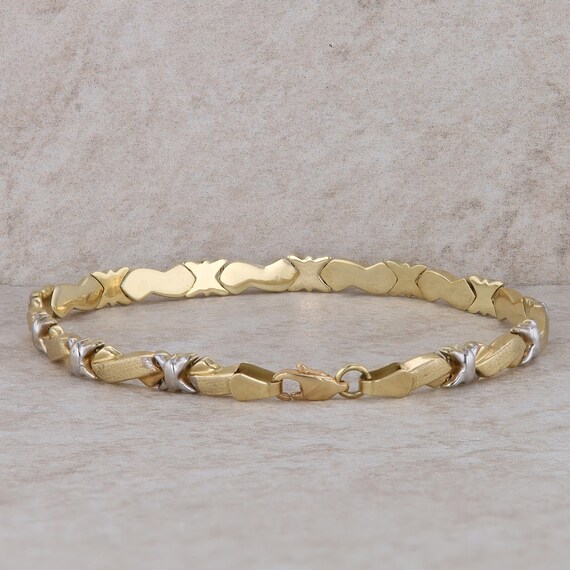 14k White and Yellow Gold X Link Bracelet - image 2