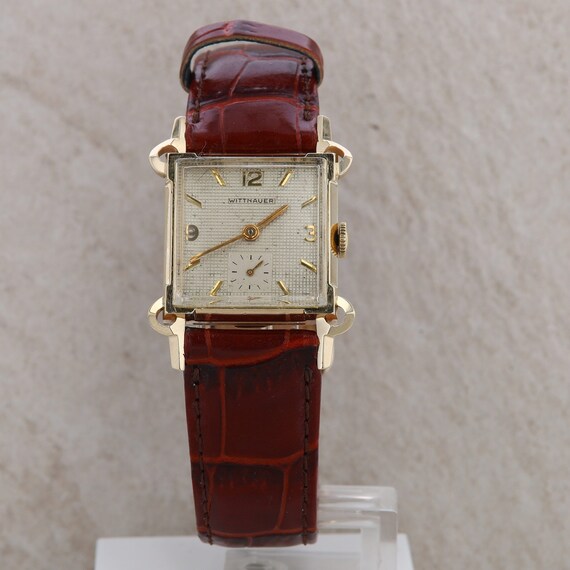 14k Wittnauer Dress Watch with Brown Leather Band 