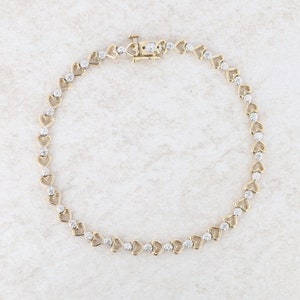 10k Yellow Gold Heart Diamond Link Bracelet