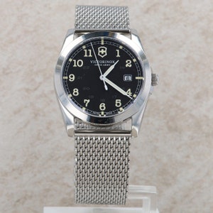 Swiss Army Victorinox Stainless &#39;Infantry&#39; Mesh Style Dark Grey Watch 241585