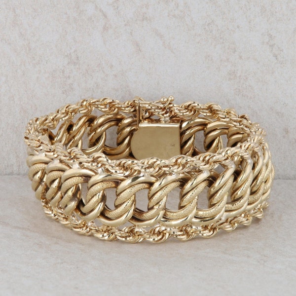 14k Yellow Gold Rope Link Fashion Bracelet 57.67g