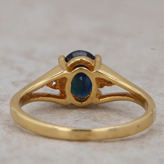 14k Yellow Gold Sapphire and Diamond Ring - image 4
