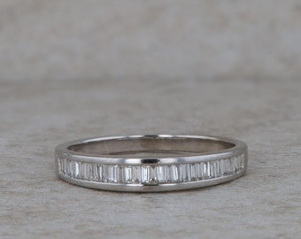 14k White Gold Baguette Diamond Band