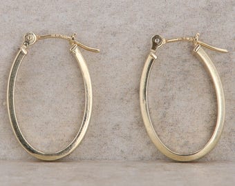 Aros ovalados planos de oro amarillo de 14 k, 1,0 g