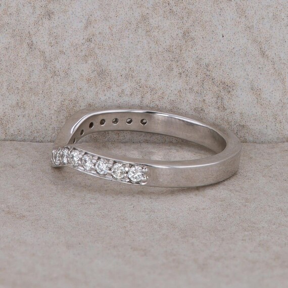 14k White Gold Curved Diamond Band - image 2