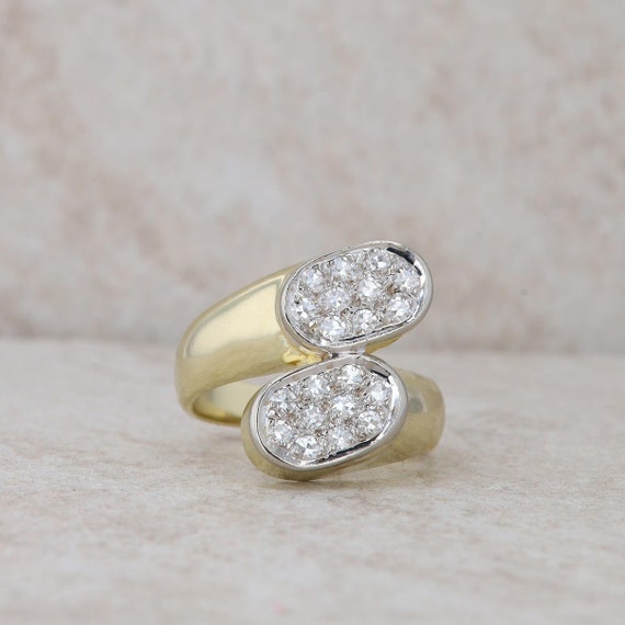 14k Yellow Gold Bypass Diamond Cluster Ring - image 1
