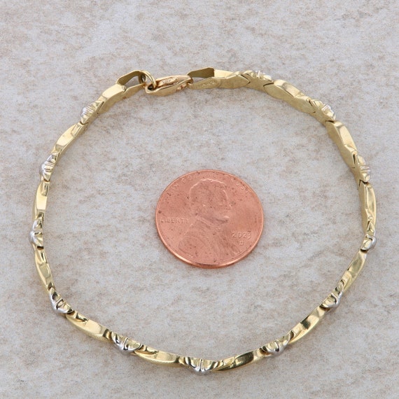 14k White and Yellow Gold X Link Bracelet - image 5