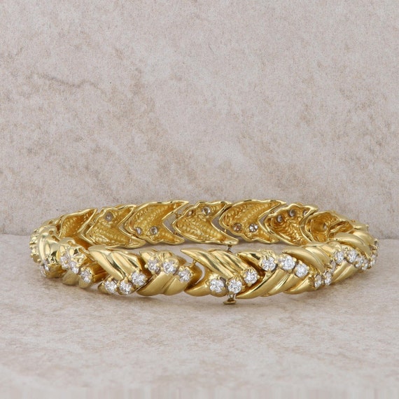 18k Yellow Gold Fashion Diamond Bracelet 43.10 Gr… - image 3