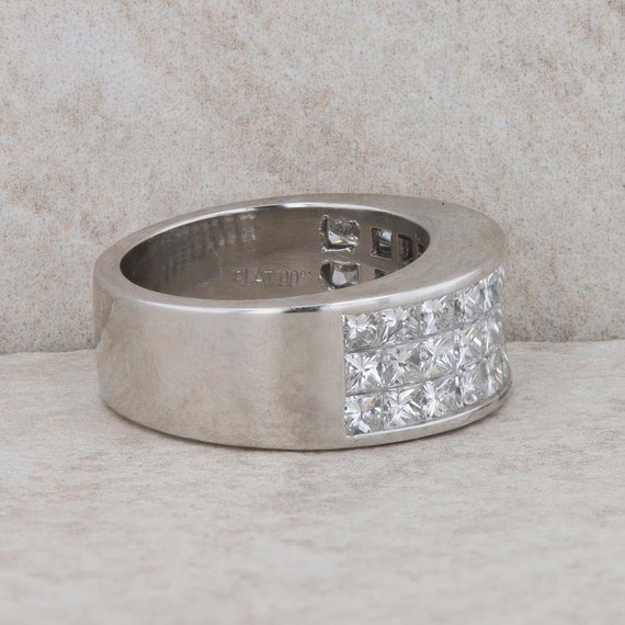 Platinum Three Row Invisible Set Diamond Band - image 4