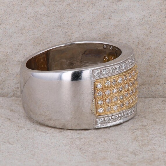 14k Two-Tone Wide Diamond Band - image 4