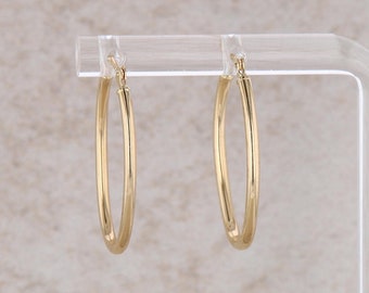 14k Yellow Gold Thin Oval Hoop Earrings 0.72g