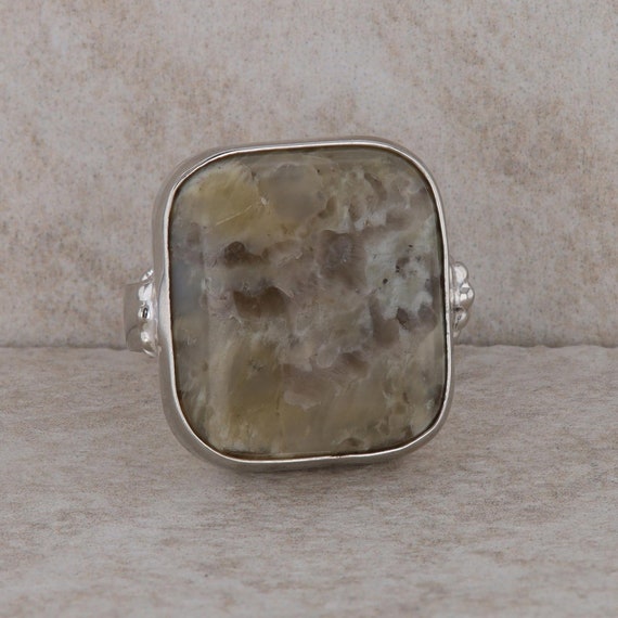 Sterling Silver Rectangular Cushion Jasper Stone … - image 1