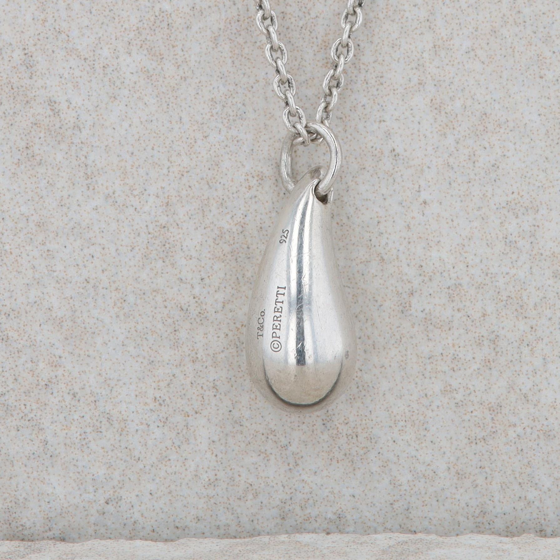 Tiffany Necklace Mini Open Teardrop Elsa Peretti Silver