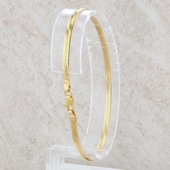 14k Yellow Gold Herringbone Bracelet 8" 3.2g - image 1
