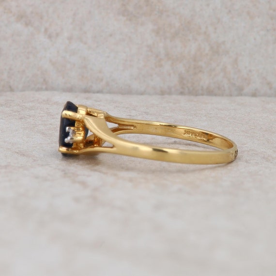 14k Yellow Gold Sapphire and Diamond Ring - image 2