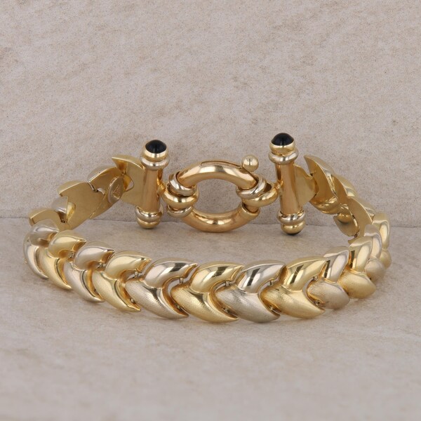 14k Yellow Gold Fashion Link Spring Ring Bracelet 22.31g