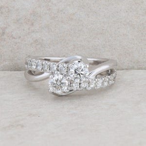 14k White Gold Diamond Bypass Engagement Ring