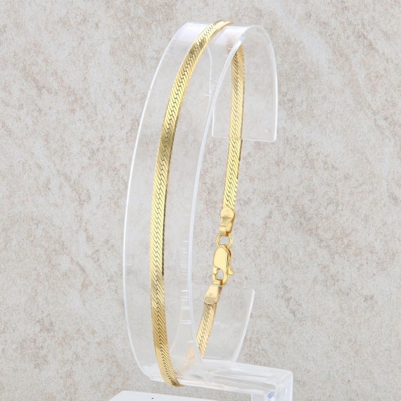 14k Yellow Gold Herringbone Bracelet 8" 3.2g - image 2