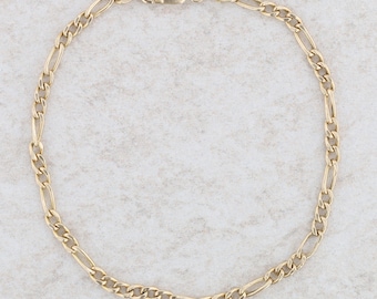 14k Yellow Gold Figaro Bracelet 7" 2.0g