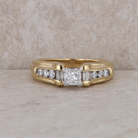 14k Yellow Gold Diamond Engagement Ring - image 1