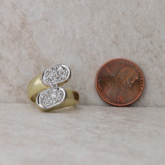 14k Yellow Gold Bypass Diamond Cluster Ring - image 7