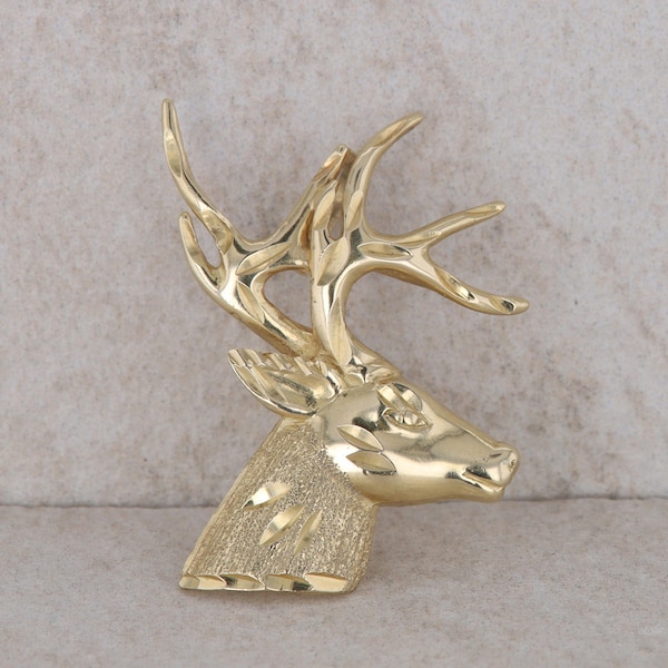 14k Yellow Gold Deer Stag Pendant/Charm 4.18g