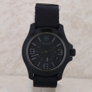Swiss Army Victorinox Men&#39;s Watch Black Dial and Black Nylon Band 241517