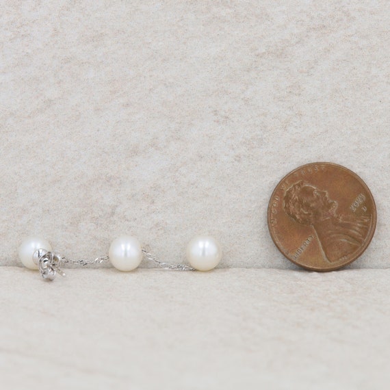 14k White Gold Three Freshwater Cultured Pearl Ch… - image 4