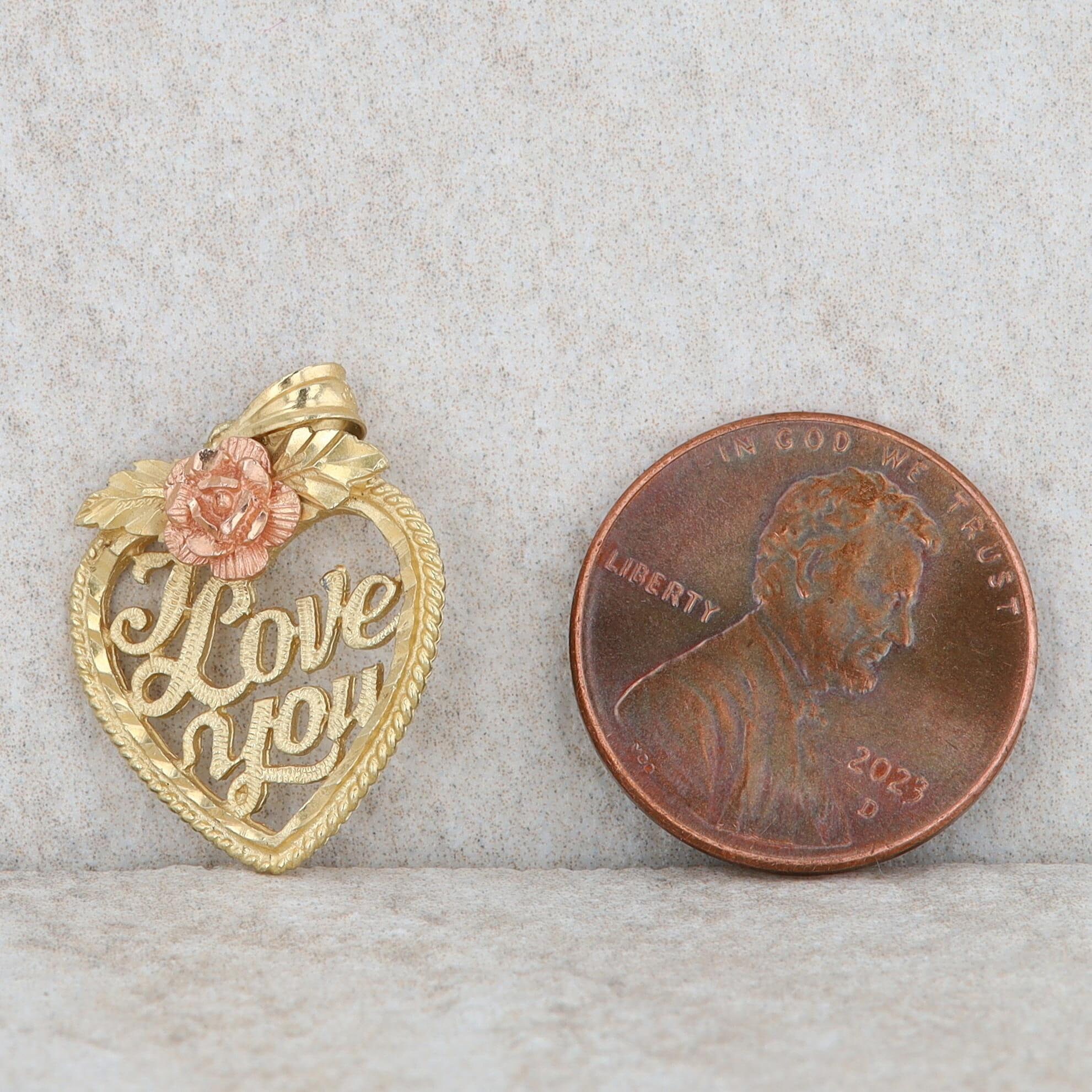 Personalized "I Love You" Heart Pendant - 10k Yellow Gold, Engraved With Name Or Initials - View #3