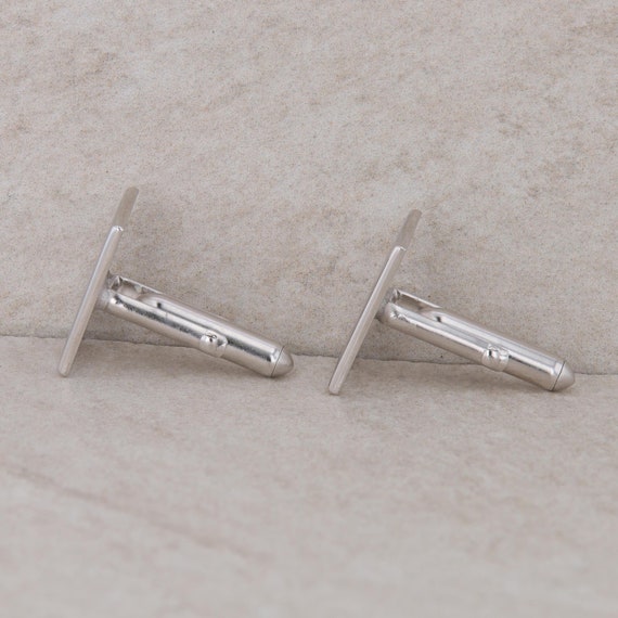 Silver Tone Swank Men's Rectangular Cufflinks Wit… - image 2