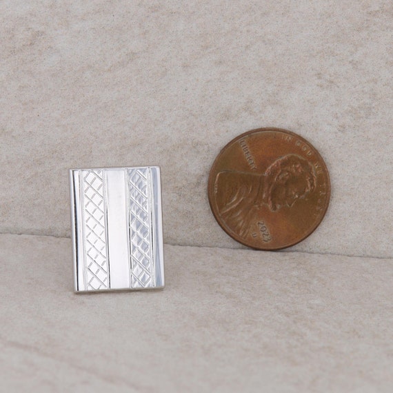 Silver Tone Swank Men's Rectangular Cufflinks Wit… - image 4