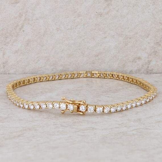 14k Yellow Gold Cubic Zirconia Tennis Style Brace… - image 2