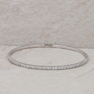 14k White Gold 1.50cttw Diamond Flexible Bangle