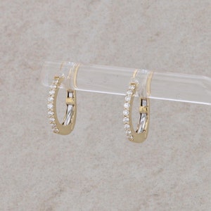 14k Yellow Gold Diamond Huggie Earrings