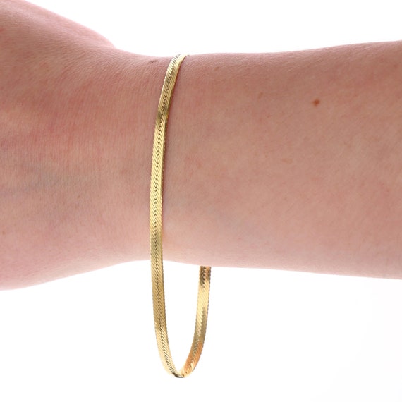 14k Yellow Gold Herringbone Bracelet 8" 3.2g - image 3