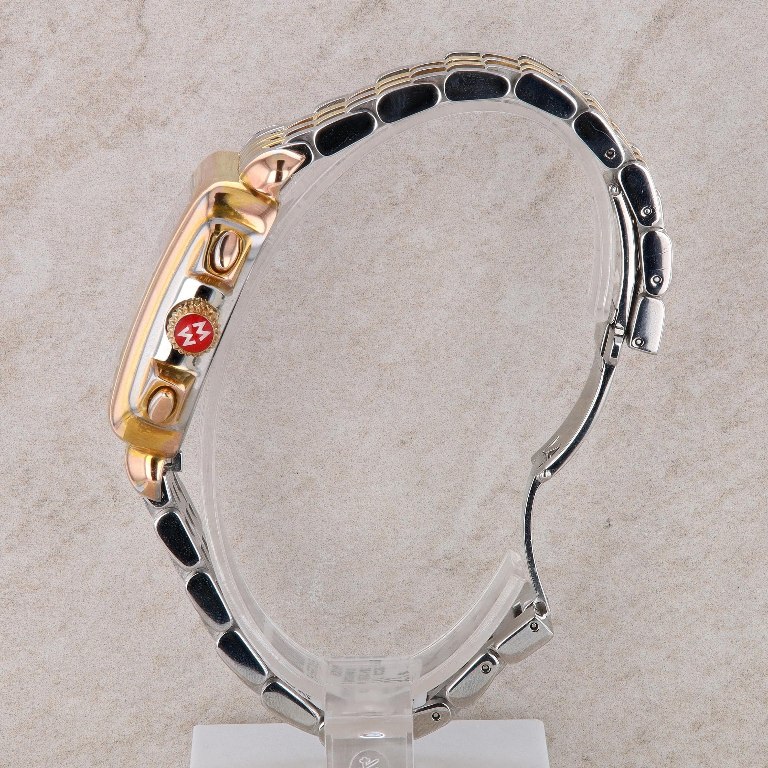 Michele Two Tone Antique Gold & Stainless Steel Watch MWW06A000808-Michele Watch-Deco Two-Tone Diamond Watch-SVS  main image 3