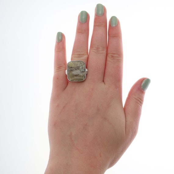 Sterling Silver Rectangular Cushion Jasper Stone … - image 5