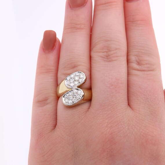 14k Yellow Gold Bypass Diamond Cluster Ring - image 6