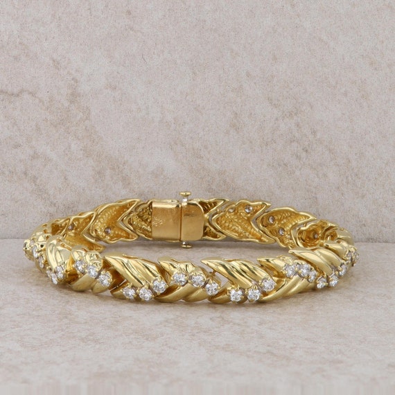 18k Yellow Gold Fashion Diamond Bracelet 43.10 Gr… - image 1