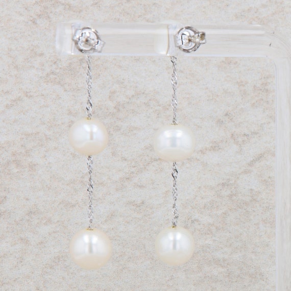 14k White Gold Three Freshwater Cultured Pearl Ch… - image 2