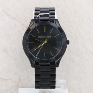 Michael Kors Womens Slim Runway Black-Tone Watch Michael Kors Slim Runway Quartz Black Dial Ladies Watch  main image 4