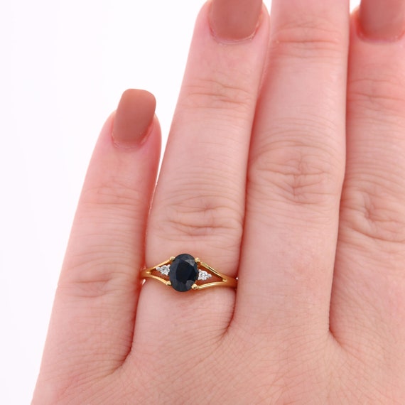 14k Yellow Gold Sapphire and Diamond Ring - image 5