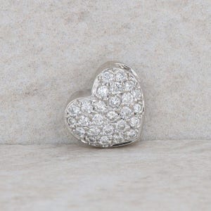 14k White Gold Diamond Cluster Heart Slide Pendant