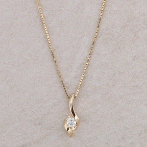 14k Yellow Gold 0.33ct Diamond Solitaire Twist Sirena 18&quot; Necklace